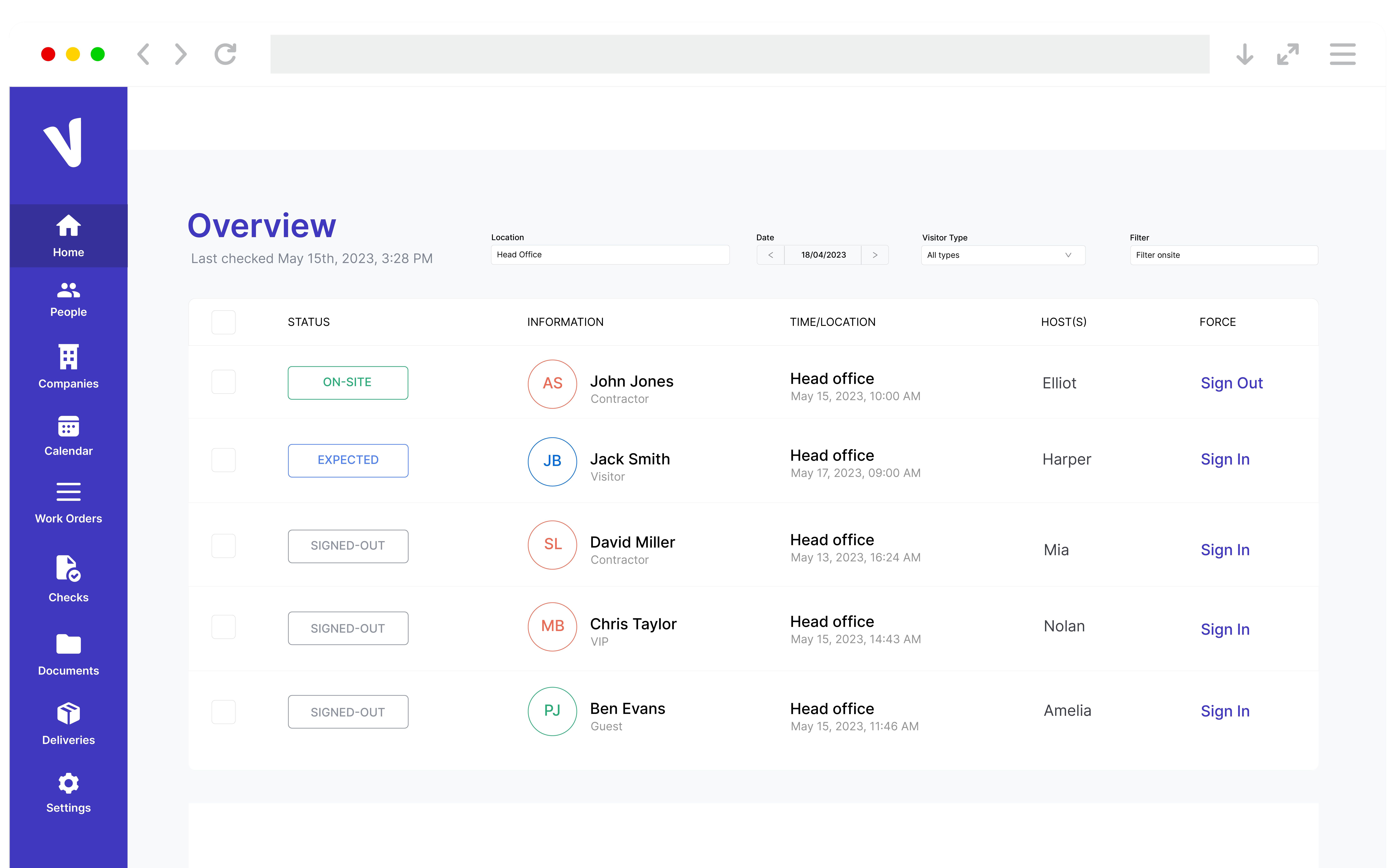 provisit's contractor management dashboard for powerful insights