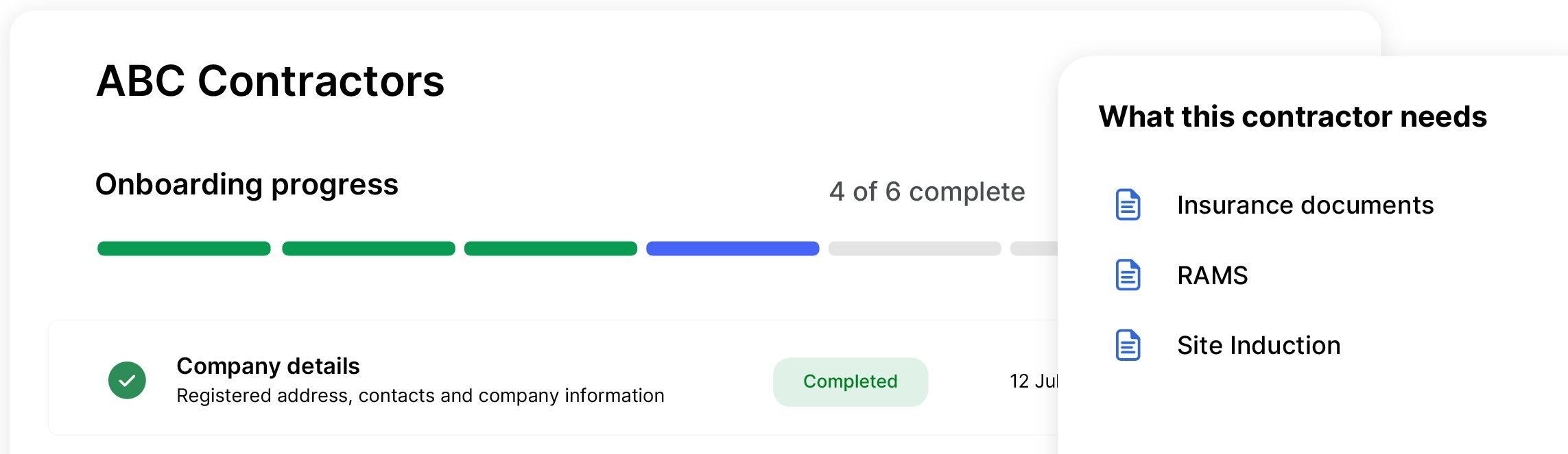 ProVisit contractor compliance dashboard