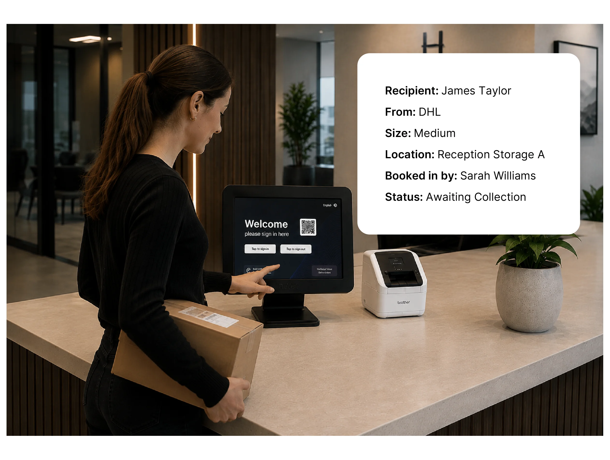 image of a person booking in a parcel at kiosk