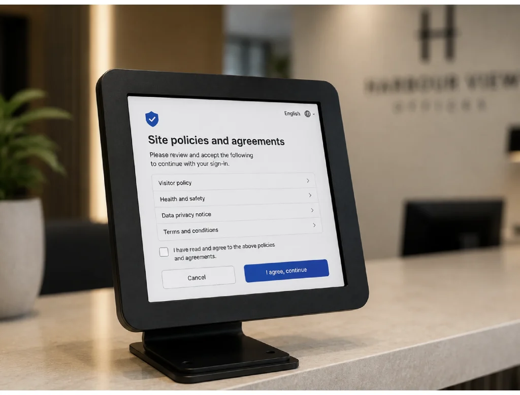 image of site policies and agreements on site arrival